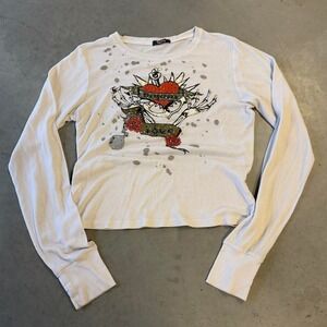 Vintage women's long sleeve Ed Hardy style thermal shirt